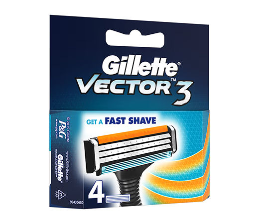 Gillette Vector Manual Shaving Razor Blades 4 Pack