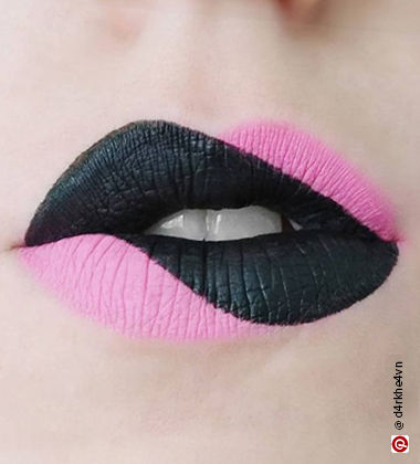 Pink and black liquid lipstick lip makeup