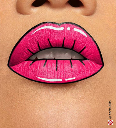 Pop art comic book lip makeup