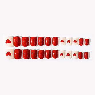 Pipa Bella by Nykaa Fashion Red Heart Glossy Stick On Nails