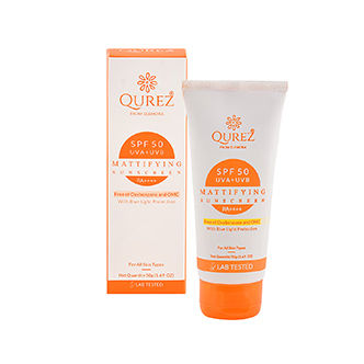 Qurez Mattifying Sunscreen SPF 50 Pa+++ with Blue Light Protection | OXYBENZONE & OMC FREE