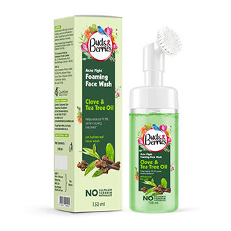 Buds & Berries Acne Fight Clove and Tea Tree Oil Foaming Face Wash with Silicone Brush

