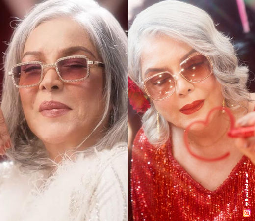 Zeenat Aman wearing Vixen Red and 90s Pink lipsticks from Charlotte Tilbury
