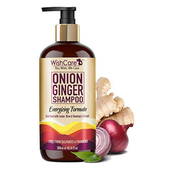 home treatment for dandruff with WishCare Onion Ginger Shampoo