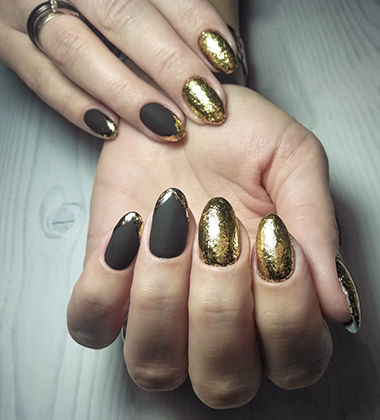 Gold foil nail art
