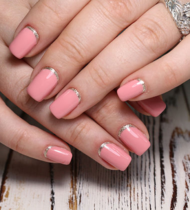 Pink reverse nail art 