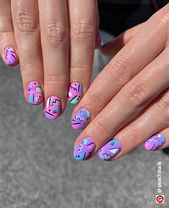 80s-inspired neon nail art