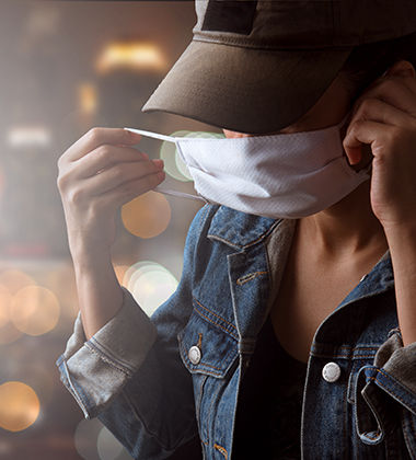 woman weaning a mask