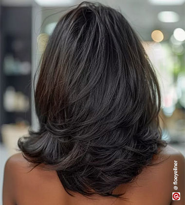 back shot of a woman with black hair