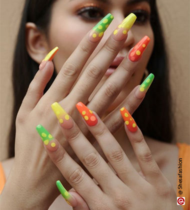 Neon Dots nails