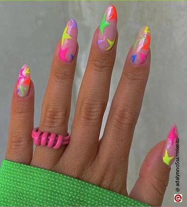 neon stars nails