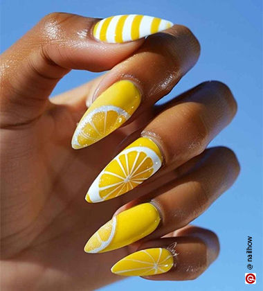 lemon neon nails