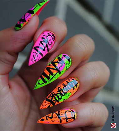 neon graffiti nails