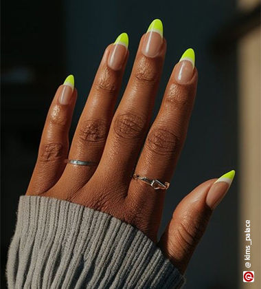 neon green french nails