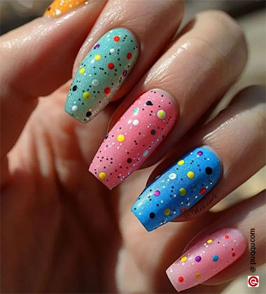 multicolour neon nails