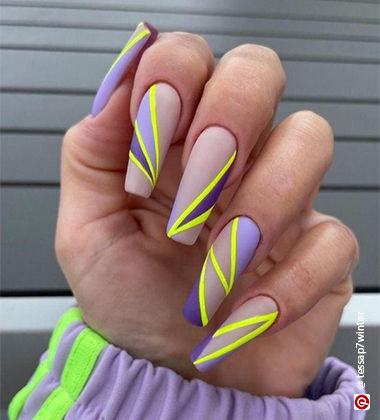 lined neon nails