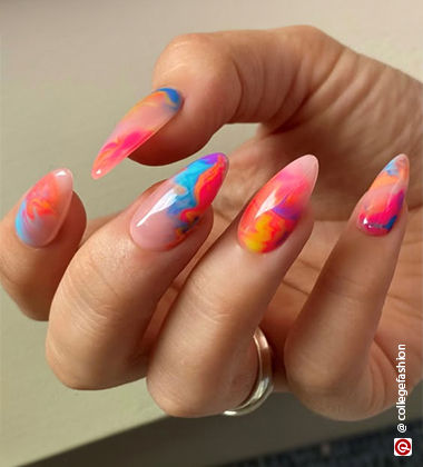 Neon Marble nails