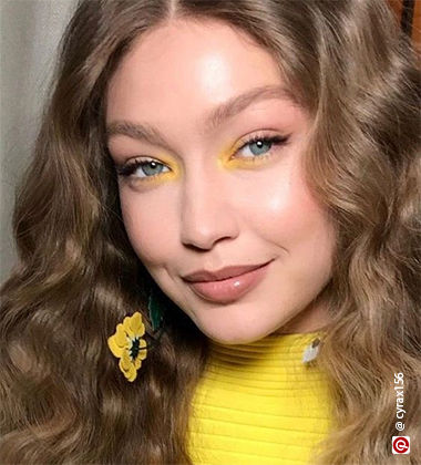 Gigi Hadid in yellow eyeshadow