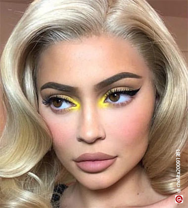 Kylie Jenner with yellow eyeshadow on the inner corner