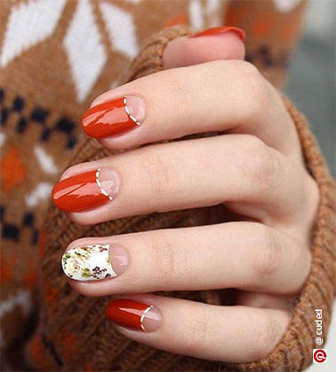   Diwali nail designs - half moon 