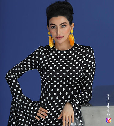 shalini passi in a polka dot dress