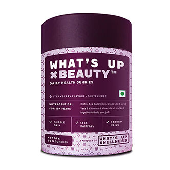 What's Up Wellness Beauty Gummies With Biotin, Zinc, Folic Acid For Hair, Skin & Nails